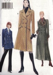 7144 VOGUE CLASSY 2 BREASTED COLLAR COAT 3 LENGTHS PATTERN 18-22